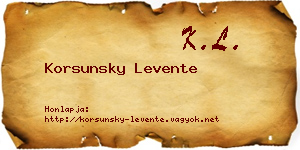 Korsunsky Levente névjegykártya